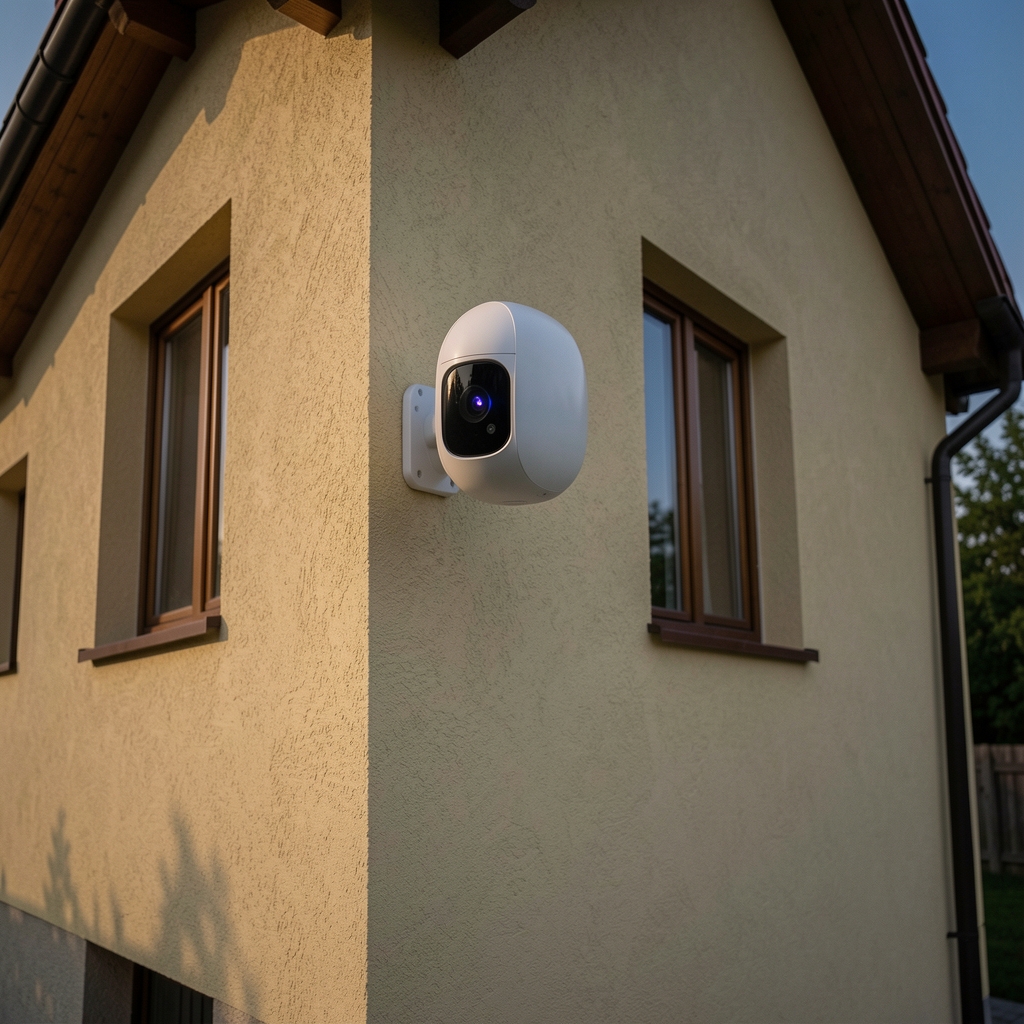 Moderna IP sigurnosna kamera sa noćnim vidom instalirana na fasadi kuće u Srbiji