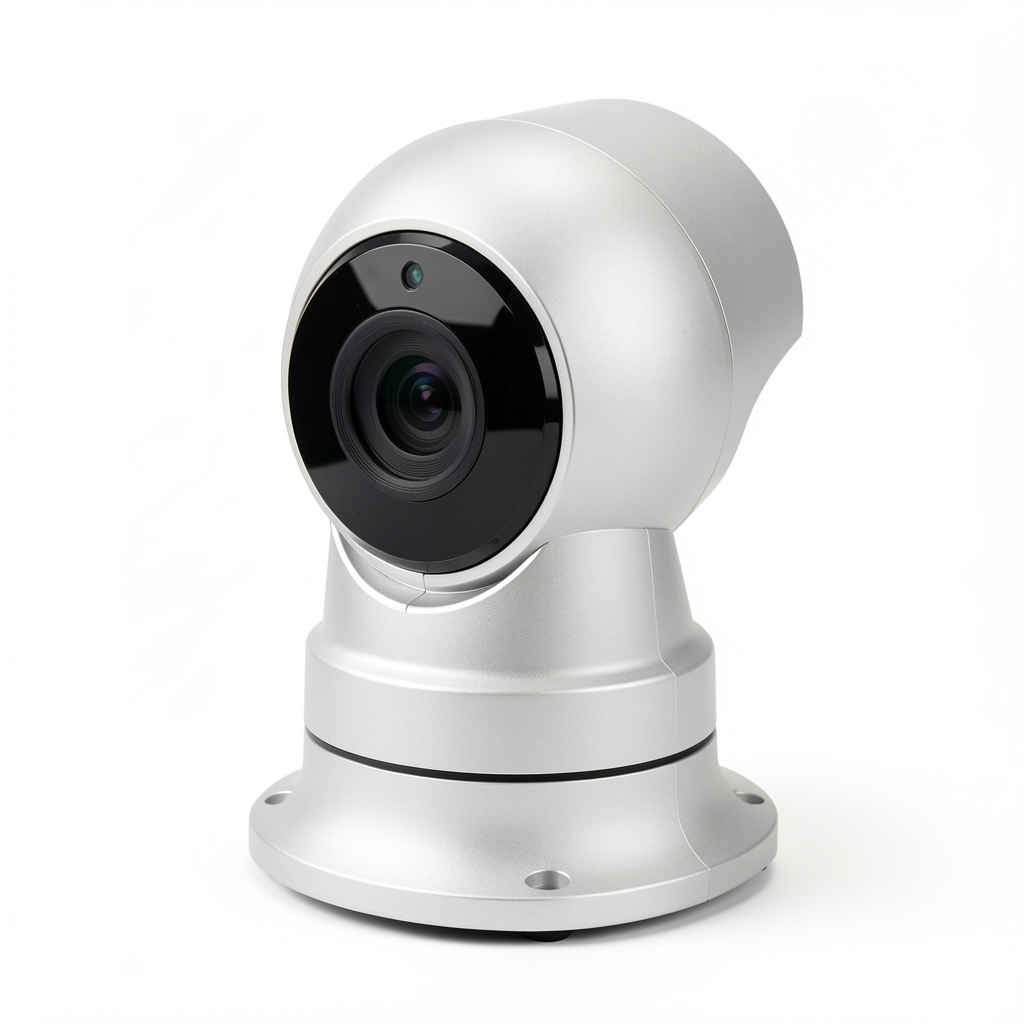 Hikvision DS-2DE4425IWG-E PTZ kamera srebrno-bele boje sa zoom objektivom na beloj pozadini